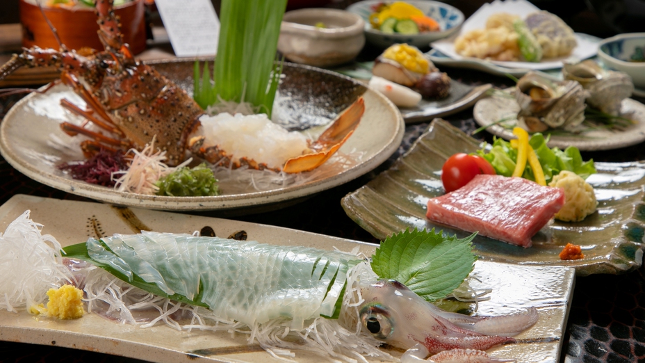 【贅沢なランチ♪】伊勢海老と佐賀牛の網焼き入り会席・お昼のお食事プラン◆個室でお食事（日帰り）