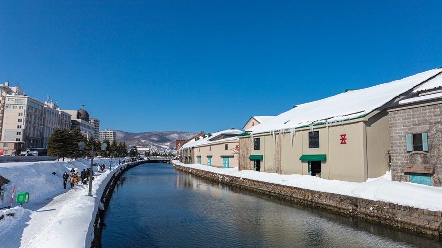 【小樽運河：冬】冬にはイルミネーションなどイベントも開催。