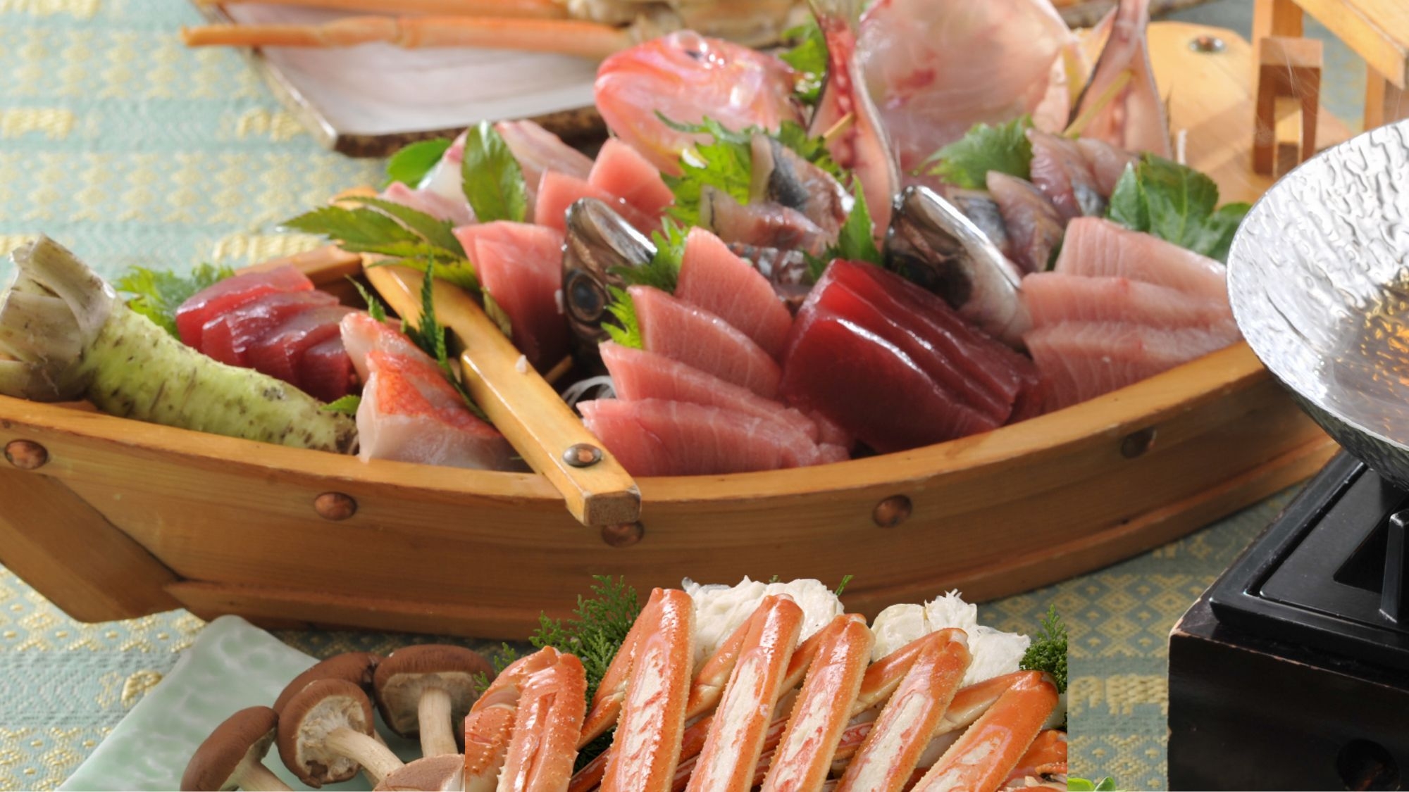 【料理長おすすめ】本鮪と伊豆地魚船盛＆金目鯛カニ懐石★海望む露天風呂付き客室◎貸切風呂無料◆楽天限定