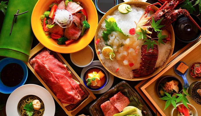 【新登場】★夕食は一回出し贅沢ver.★佐賀和牛御膳に伊勢海老の造盛り〜※夕食は19時スタート