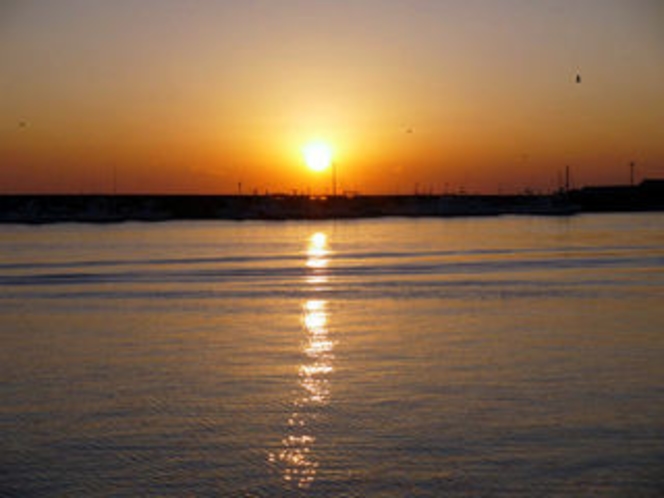 水面に夕日が映り絶景です！！