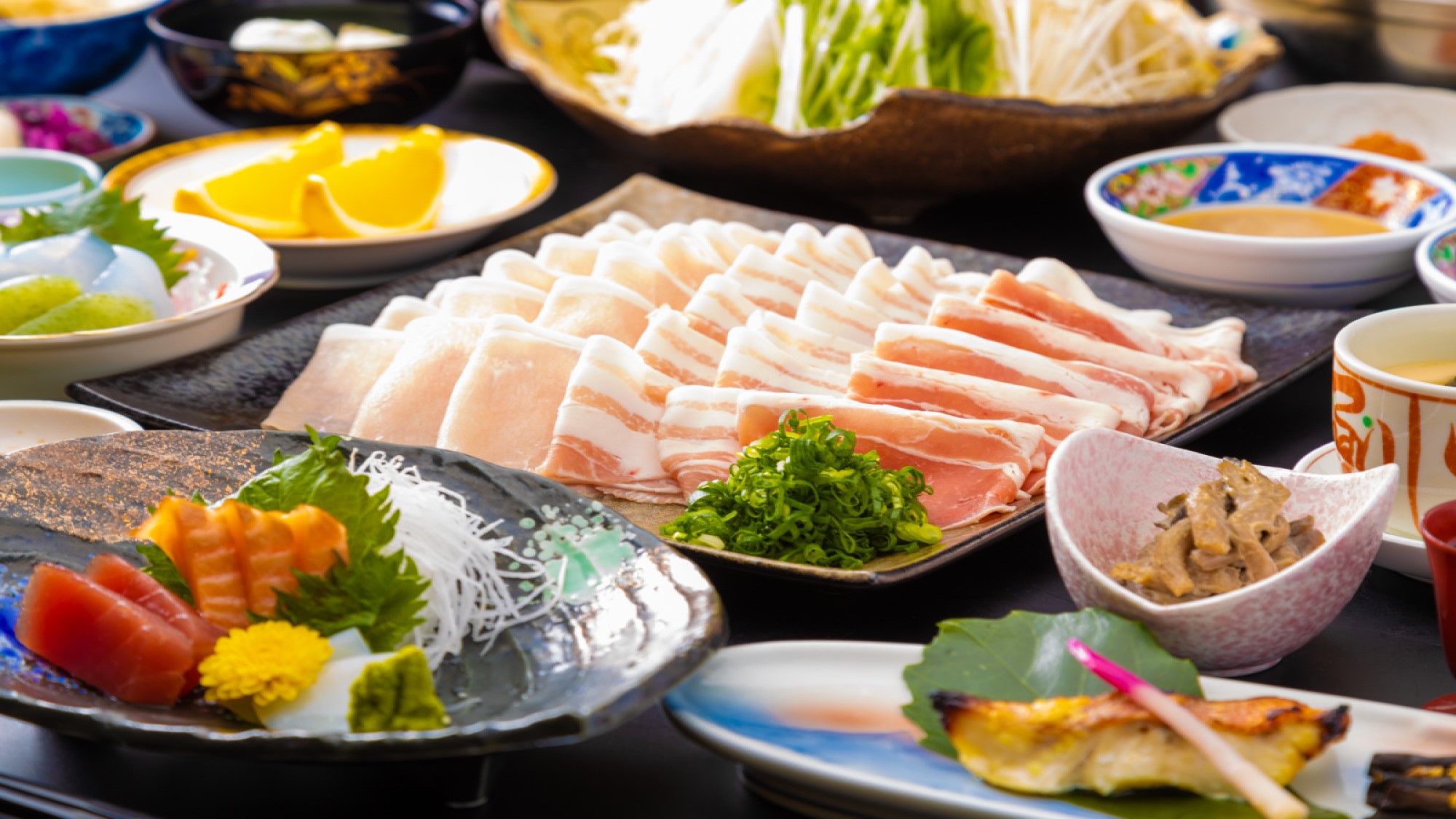 【楽天スーパーSALE】23％OFF☆満腹食べよう！一人前300gのメガ豚しゃぶ会席☆きむら名物料理