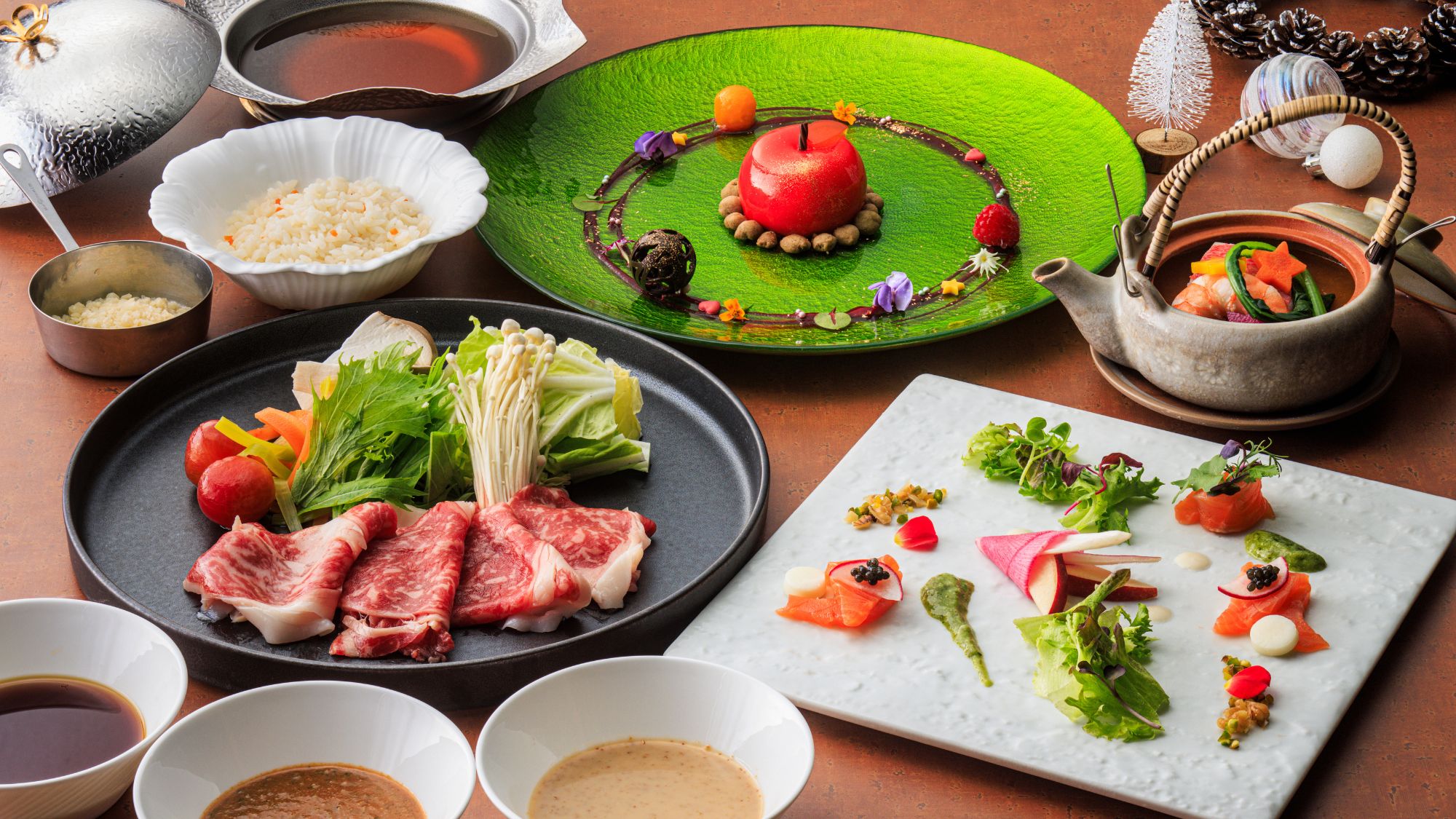 箱根西麓牛とコンソメの贅沢しゃぶしゃぶコース（冬メニュー）