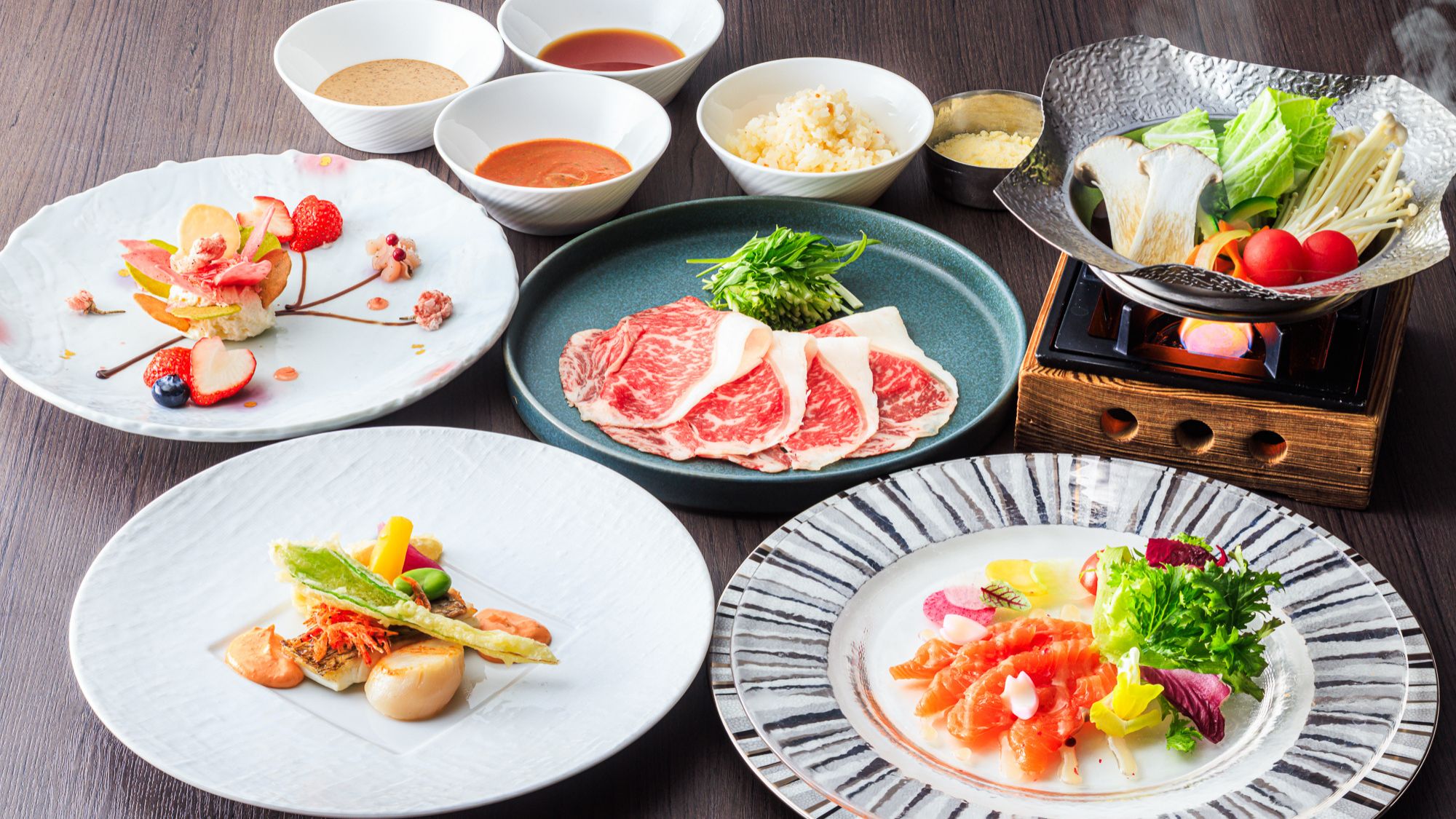 箱根西麓牛とコンソメの贅沢しゃぶしゃぶコース