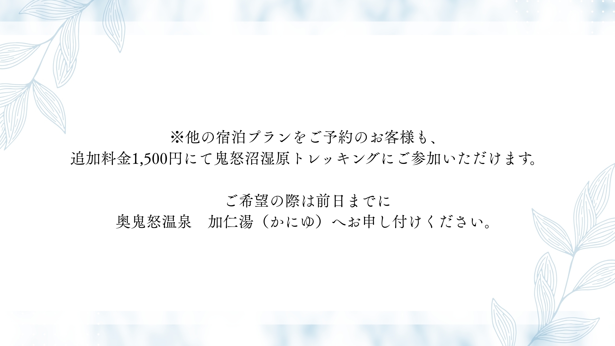 【お日にち限定／お弁当付】山好きスタッフと歩く！秘境☆夏の鬼怒沼湿原トレッキングプラン