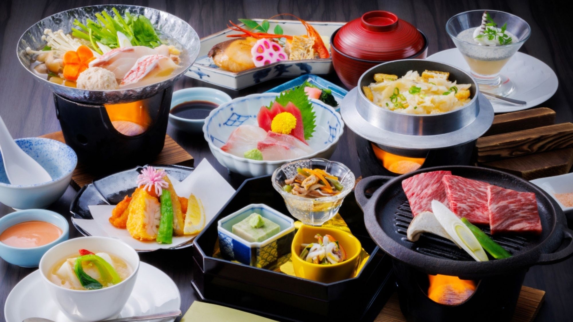 【ネット予約限定・冬】牛肉の鉄板焼き、鮟鱇の唐揚げなど