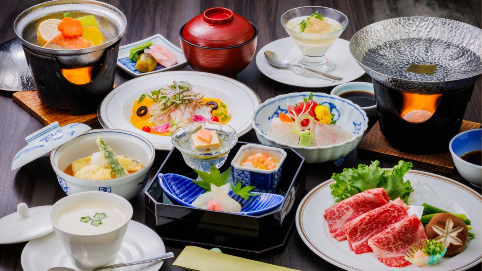 【宮城の恵み・夏】黒毛和牛しゃぶしゃぶと金目鯛の煮物、鮮魚マリネに旬乃御造