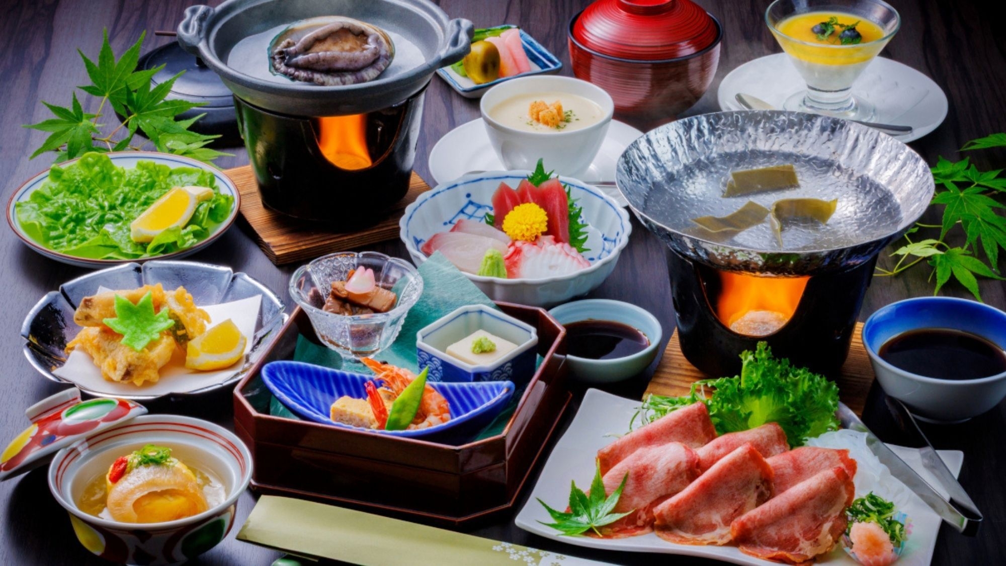 【ネット予約限定・夏】牛タンしゃぶしゃぶ、鮑おどり焼、ヴィシソワーズなどの会席膳