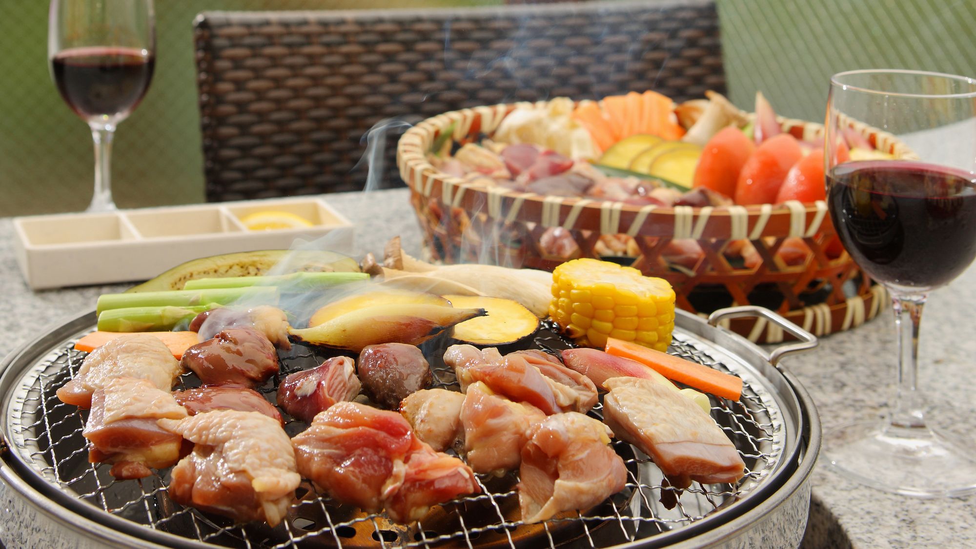 【１泊２食付☆お手軽プラン】名古屋コーチンの炙り焼きと小鉢ビュッフェ♪離れのお食事処「山餐亭」プラン