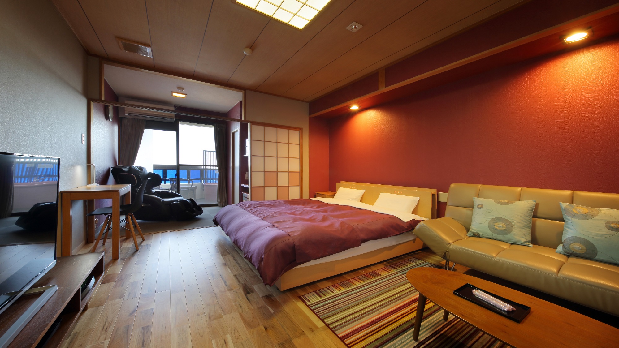 お部屋の一例☆新岬感☆最上階の洋室（ダブル）小ぶりな露天風呂＆マッサージチェア付き