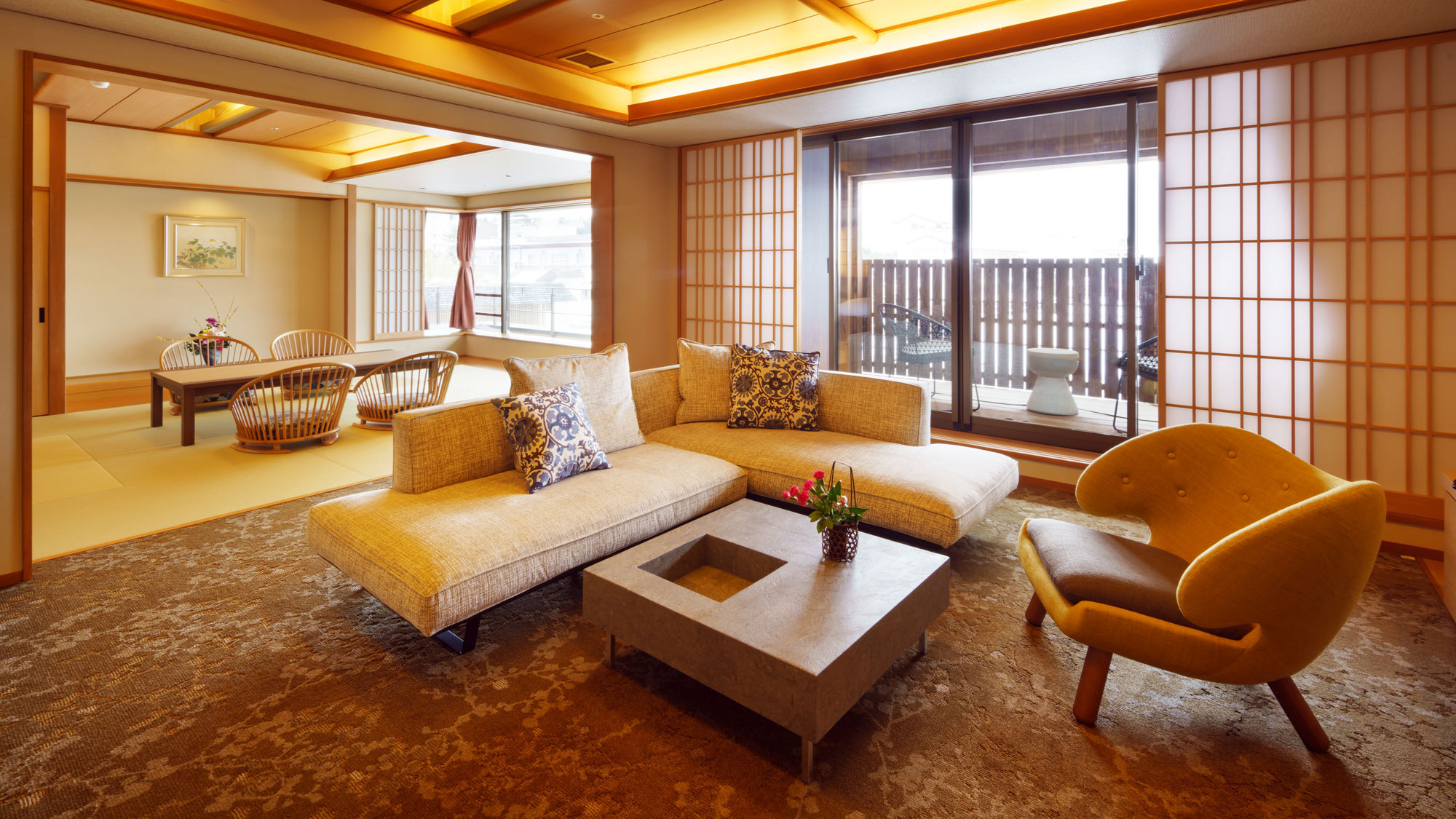 デラックス和洋室(和室10畳リビング12畳ベッド2台)禁煙