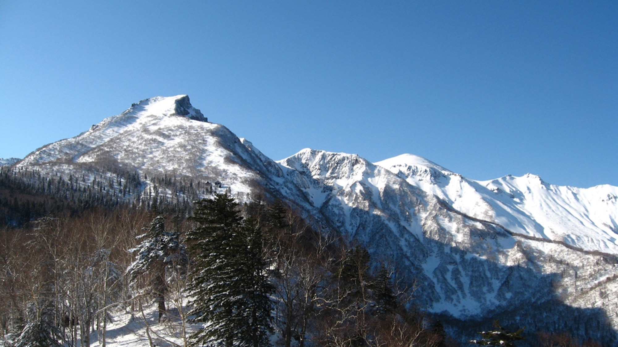 大雪山系が真っ白な雪に覆われた姿を一望