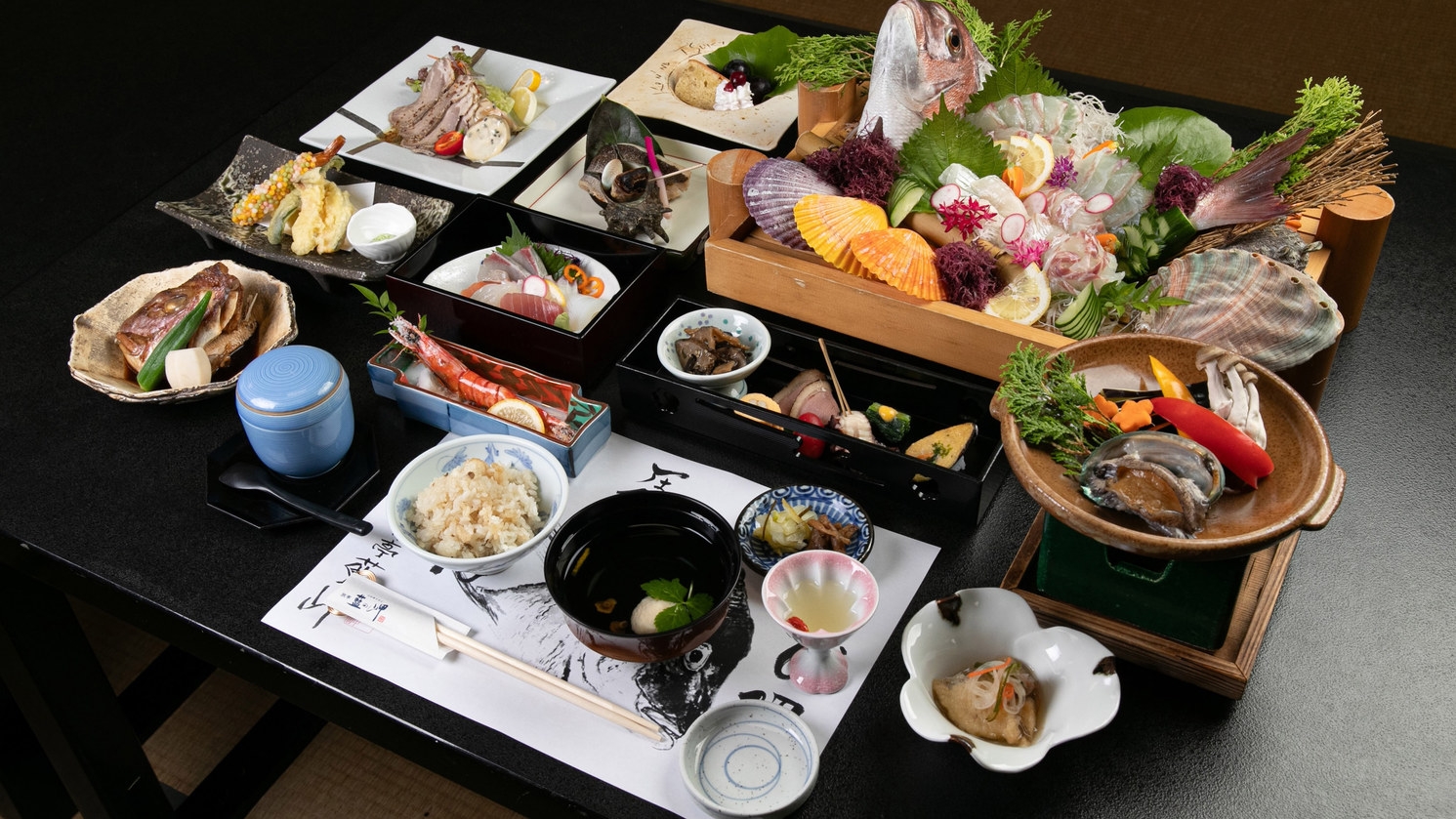 「亭主の心意気」贅沢天草海鮮 + あわび＆サザエ付 〜浜風コース〜