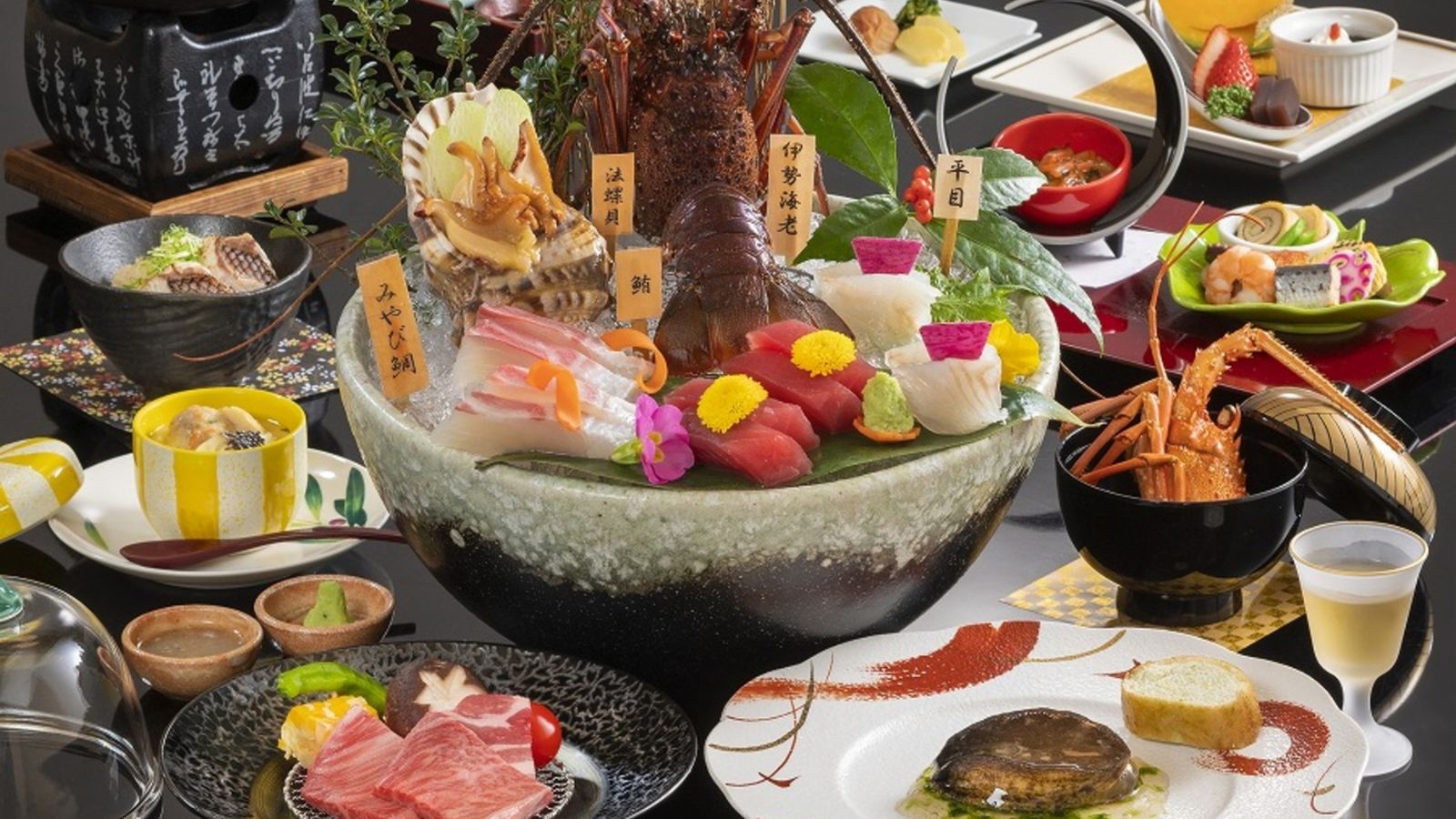 【三大味覚会席】伊勢海老・黒鮑・松阪牛の贅沢会席｜三重の美食を堪能＜1泊2食＞