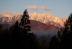 北アルプスの朝