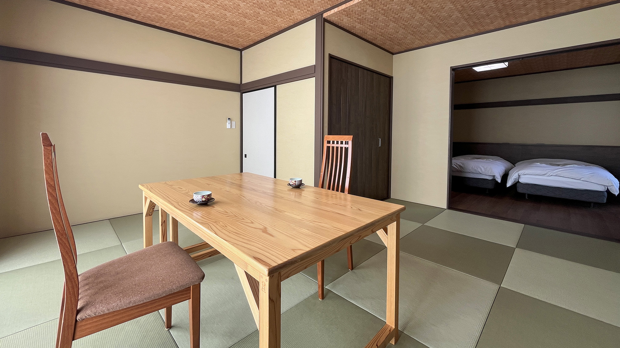 #三笠　畳とベッドを両立、ゆったり寛げる広さ自慢の空間。