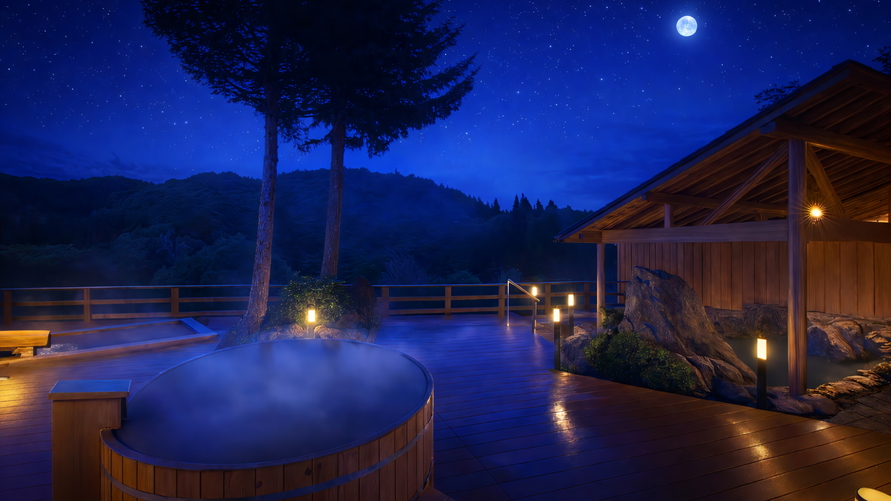 源泉かけ流しの温泉露天風呂