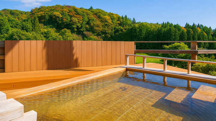 源泉かけ流しの温泉露天風呂