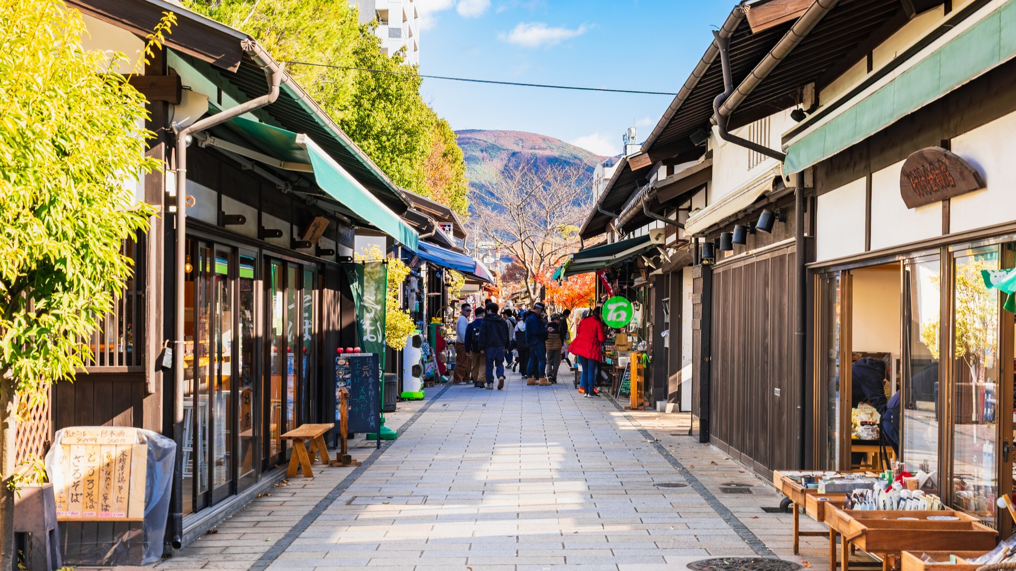 【なわて通り商店街】松本城から歩いて近く、商店街内が歩行者天国（当館から車で約30分）