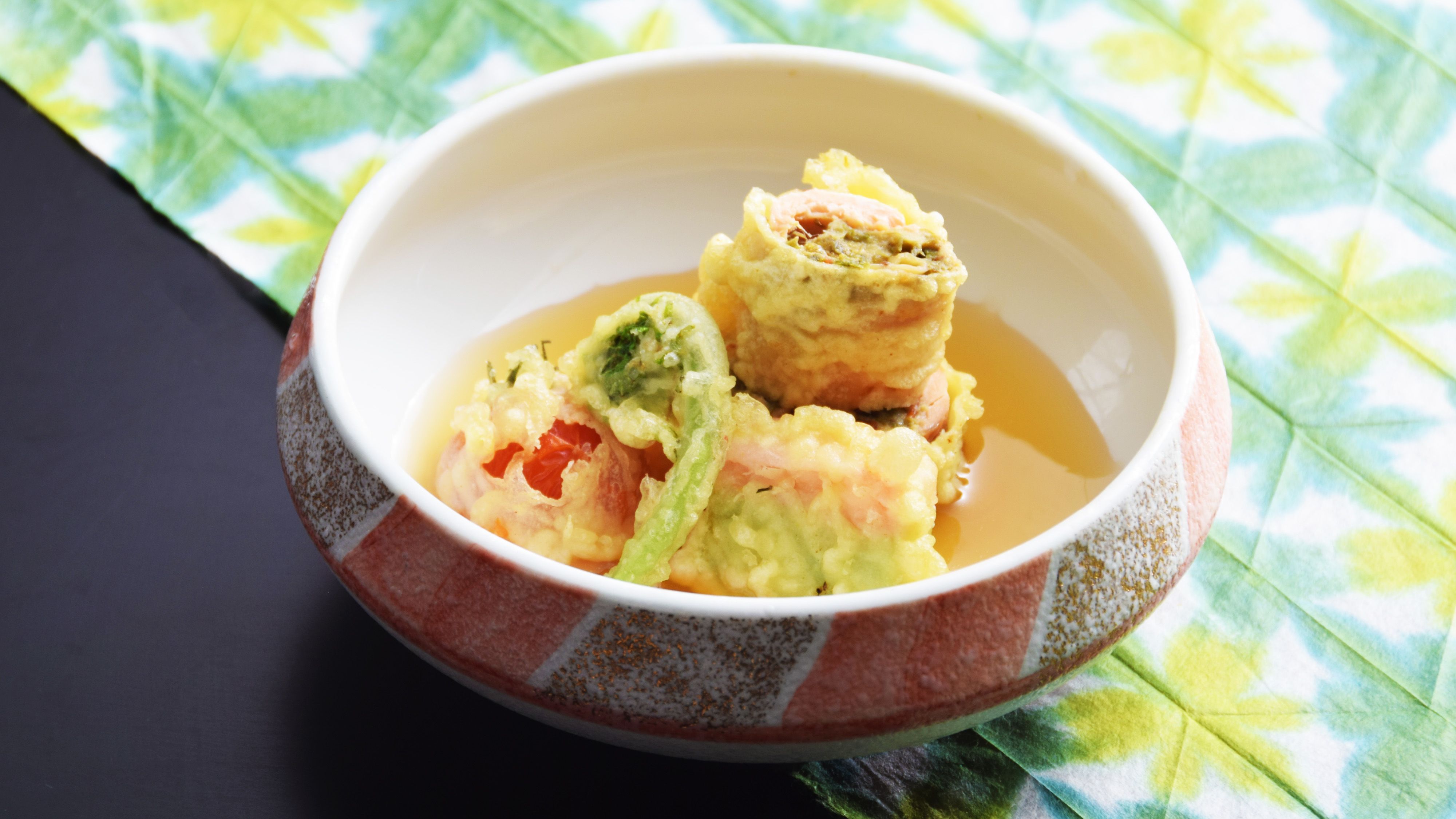 【ご夕食】さくらます蕗味噌けんちん揚げ／2025年春の御献立のご紹介（イメージ）