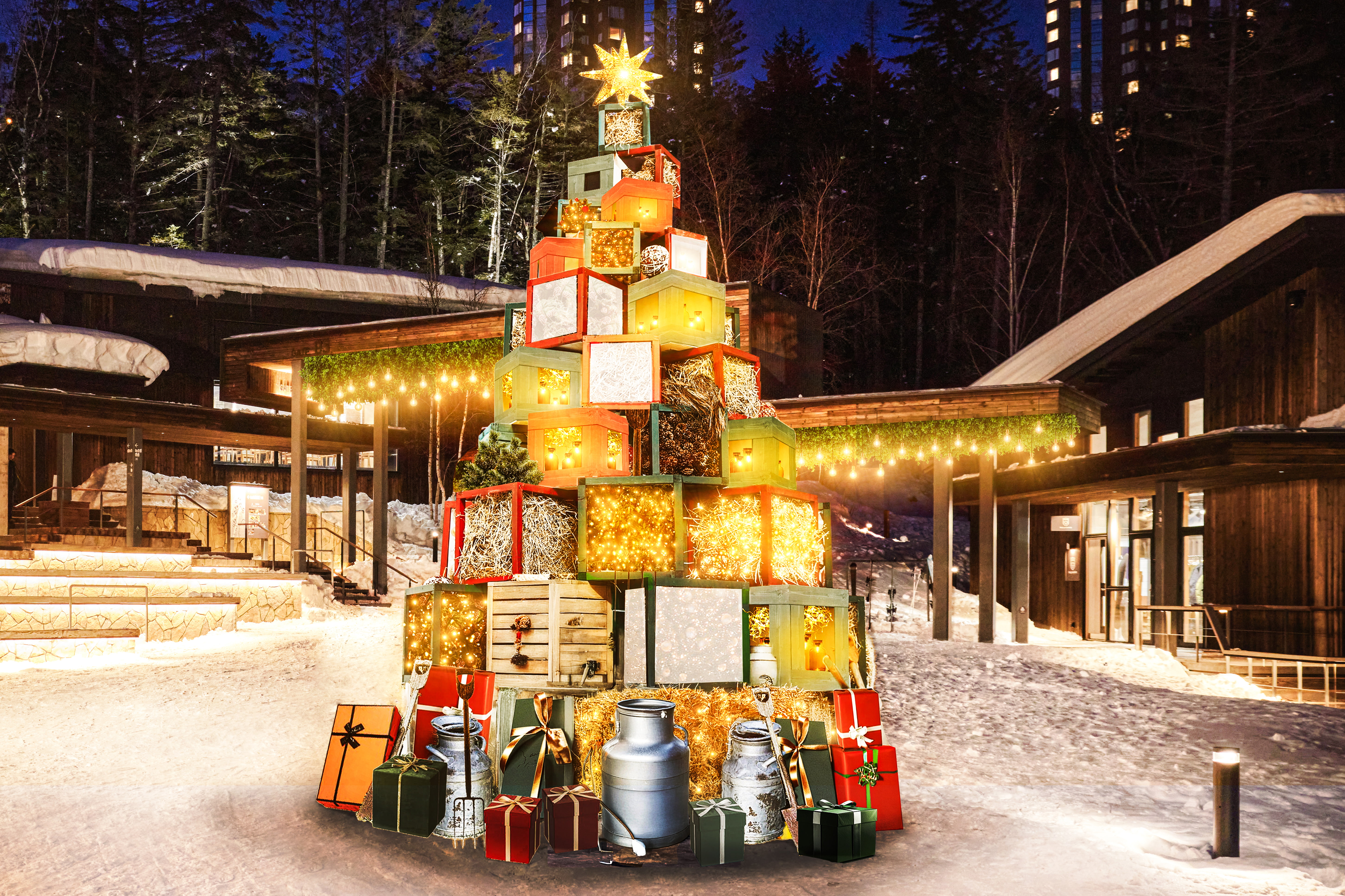 【トマム】ホタルストリートに登場するファームクリスマスツリー