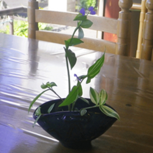 *【館内】当館の女将が季節の花を生けています。