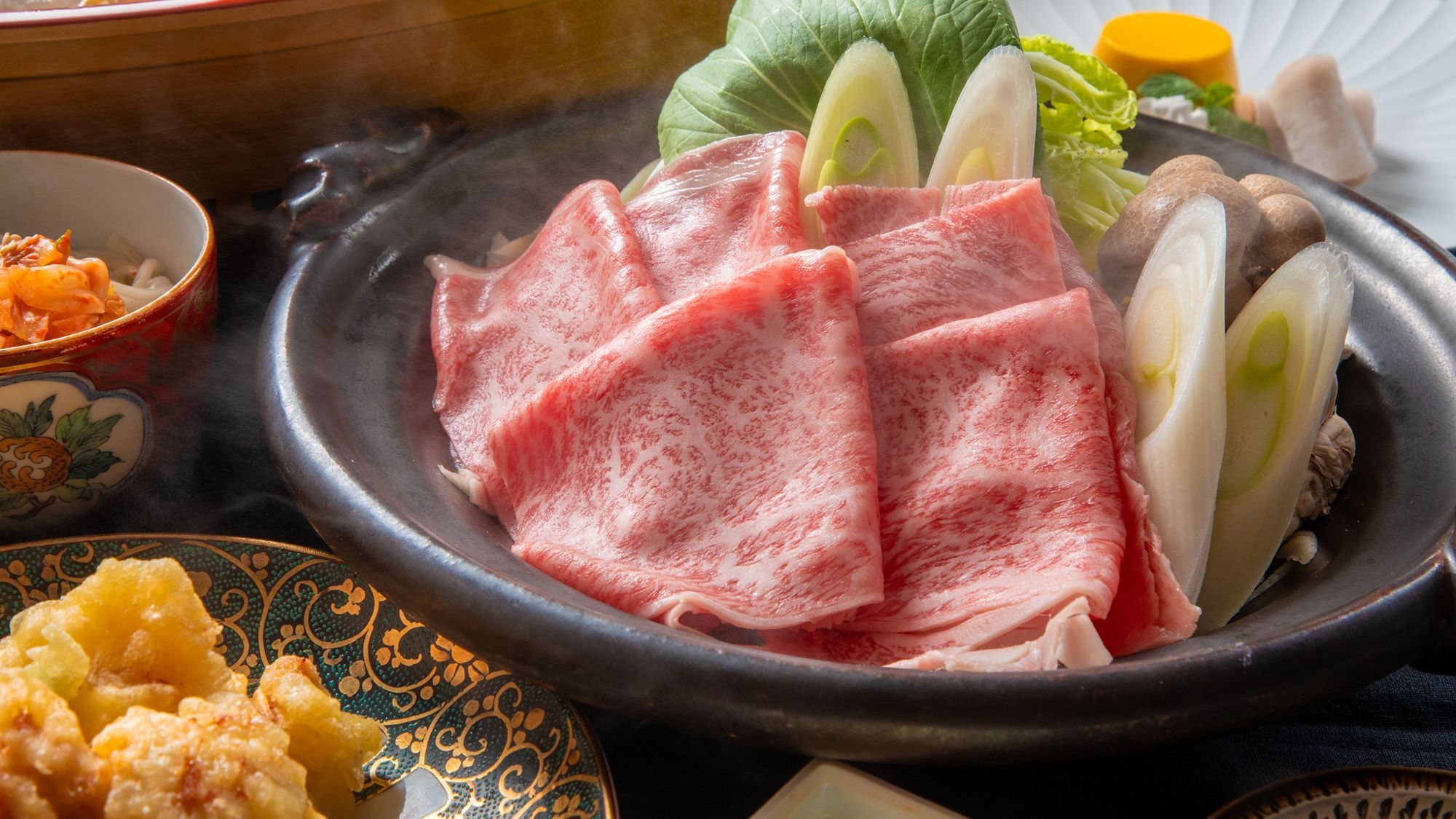 【アップグレード】地魚船盛×おおいた和牛鍋を堪能｜別府名物も満喫＜1泊2食＞ひょうたん温泉券付
