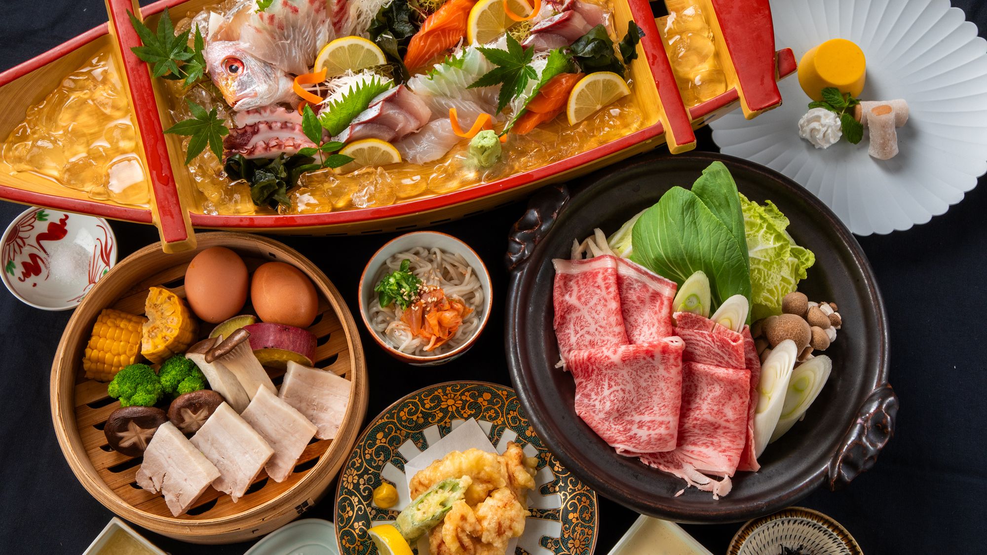 【アップグレード】地魚船盛&times;大分和牛鍋を堪能