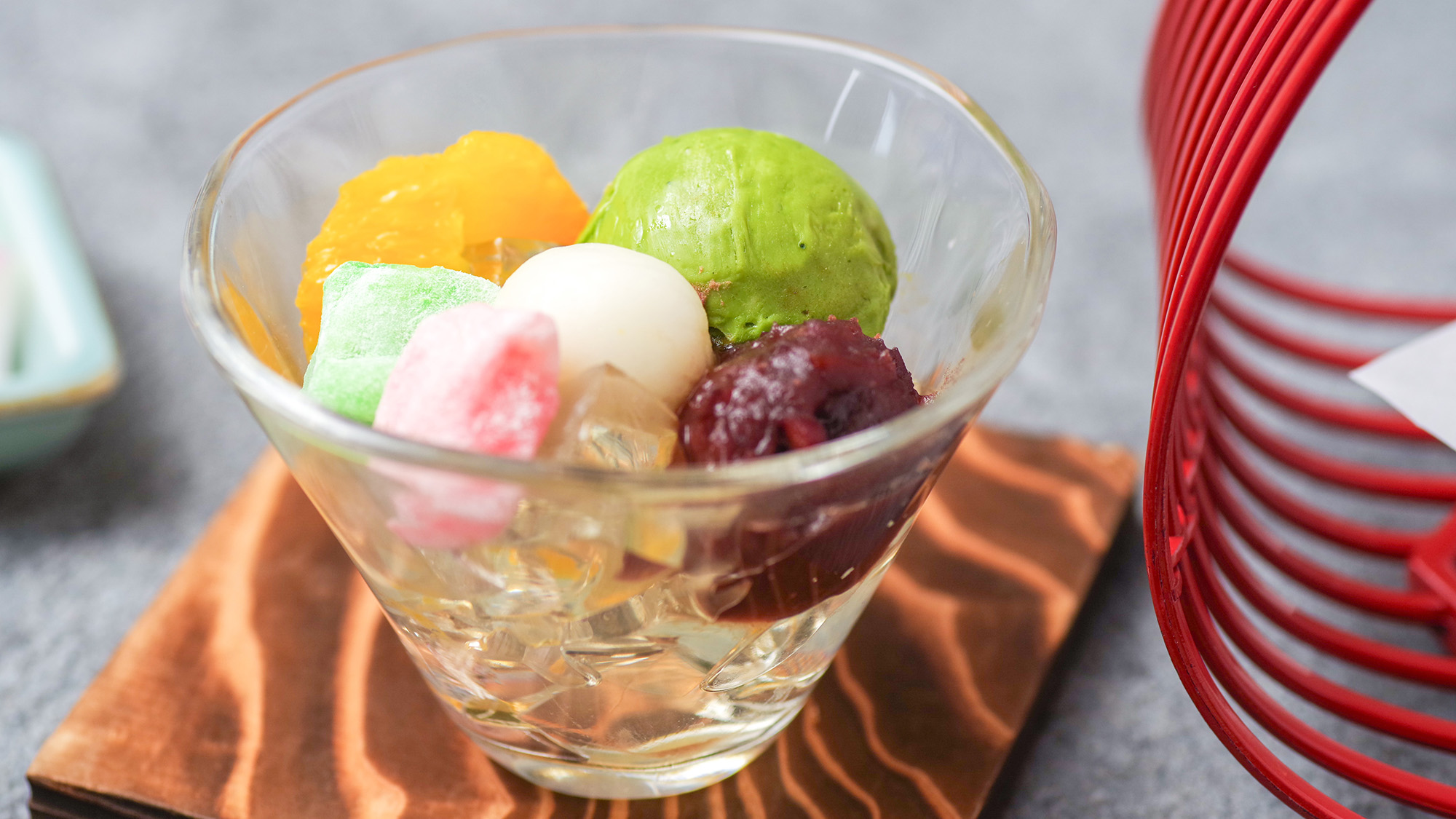 【万座会席】夏メニュー／あんみつ　抹茶アイスのせ