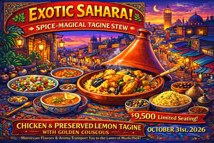 魅惑のモロッコ料理フェア　〜【エキゾチック・サハラ！スパイス魔法のタジン煮込み】