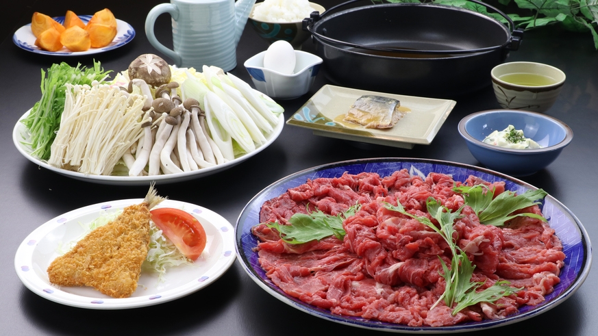 【当館おすすめ☆牛すき焼き】ゆうげん荘-yuugenso-特製割り下で頂く極上の味