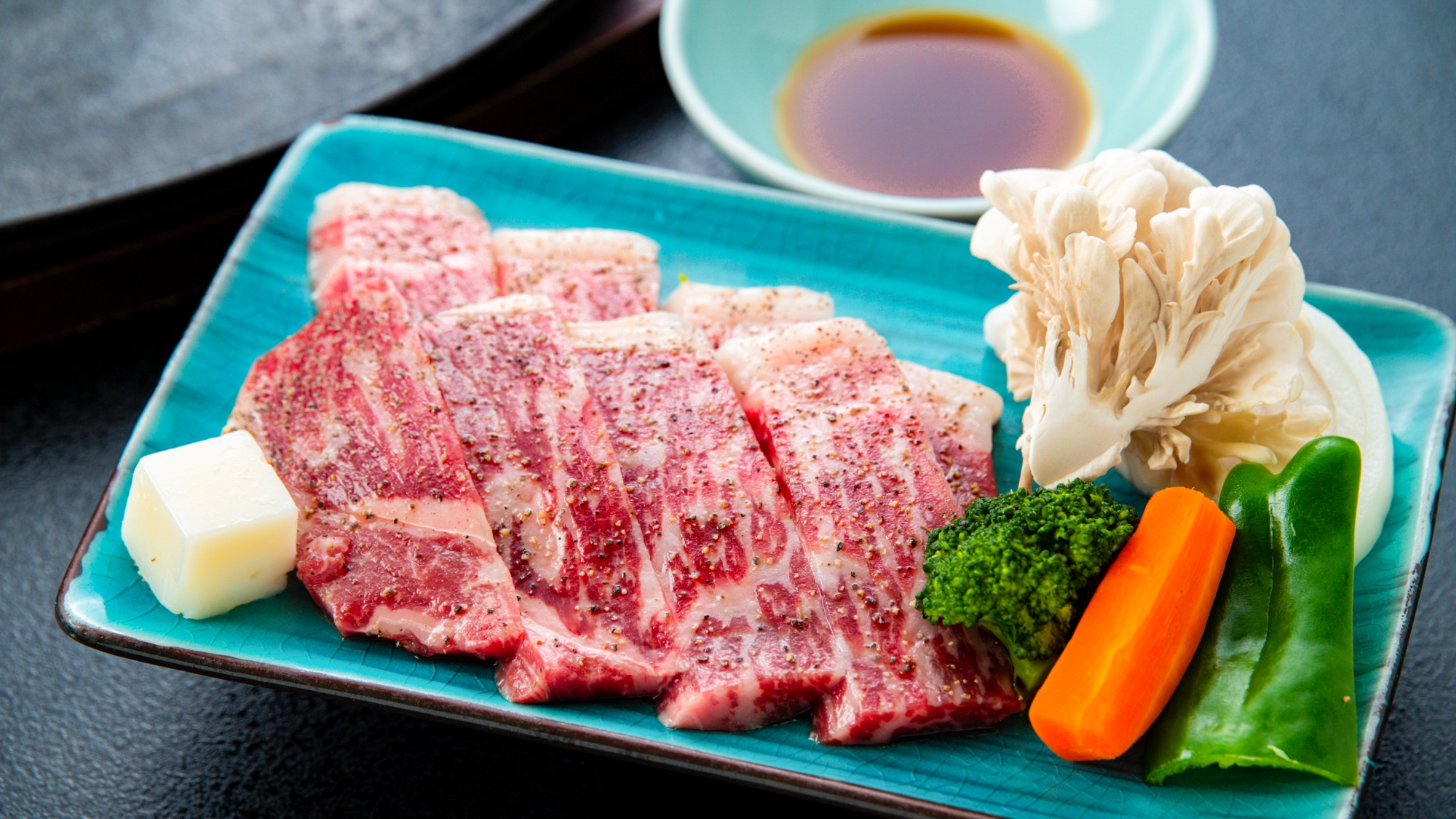 【別注料理　地元上州牛の和風ステーキ】地元の上州牛のトップレベルの肉質をご堪能ください