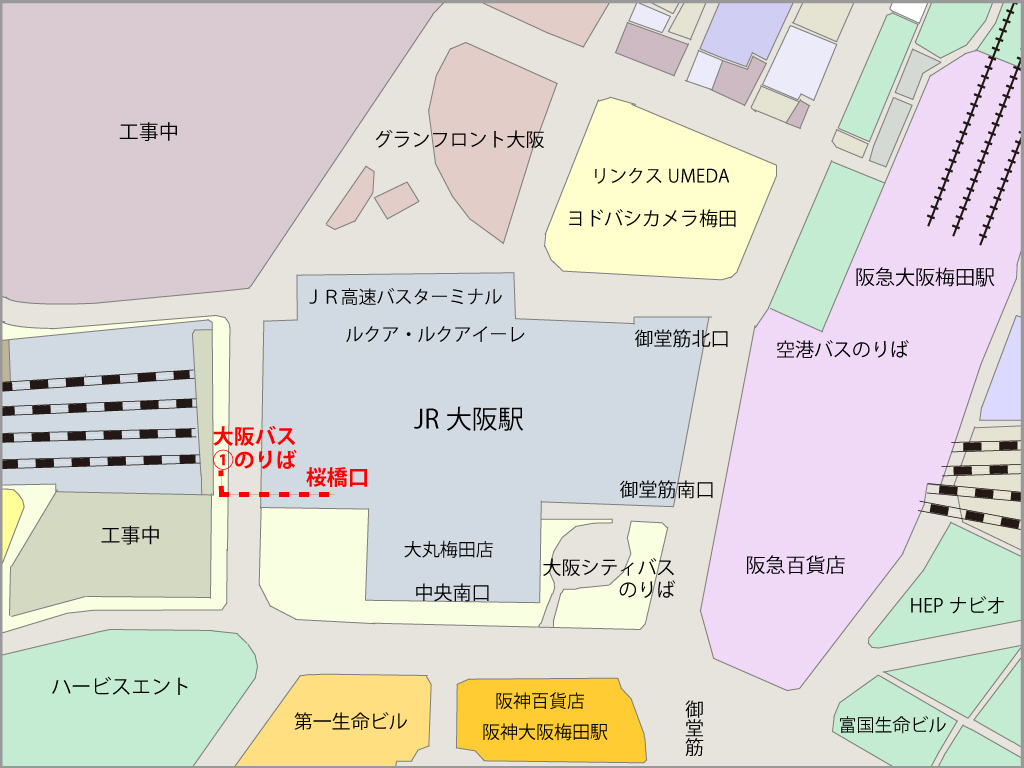 大阪バス大阪駅のりば案内図