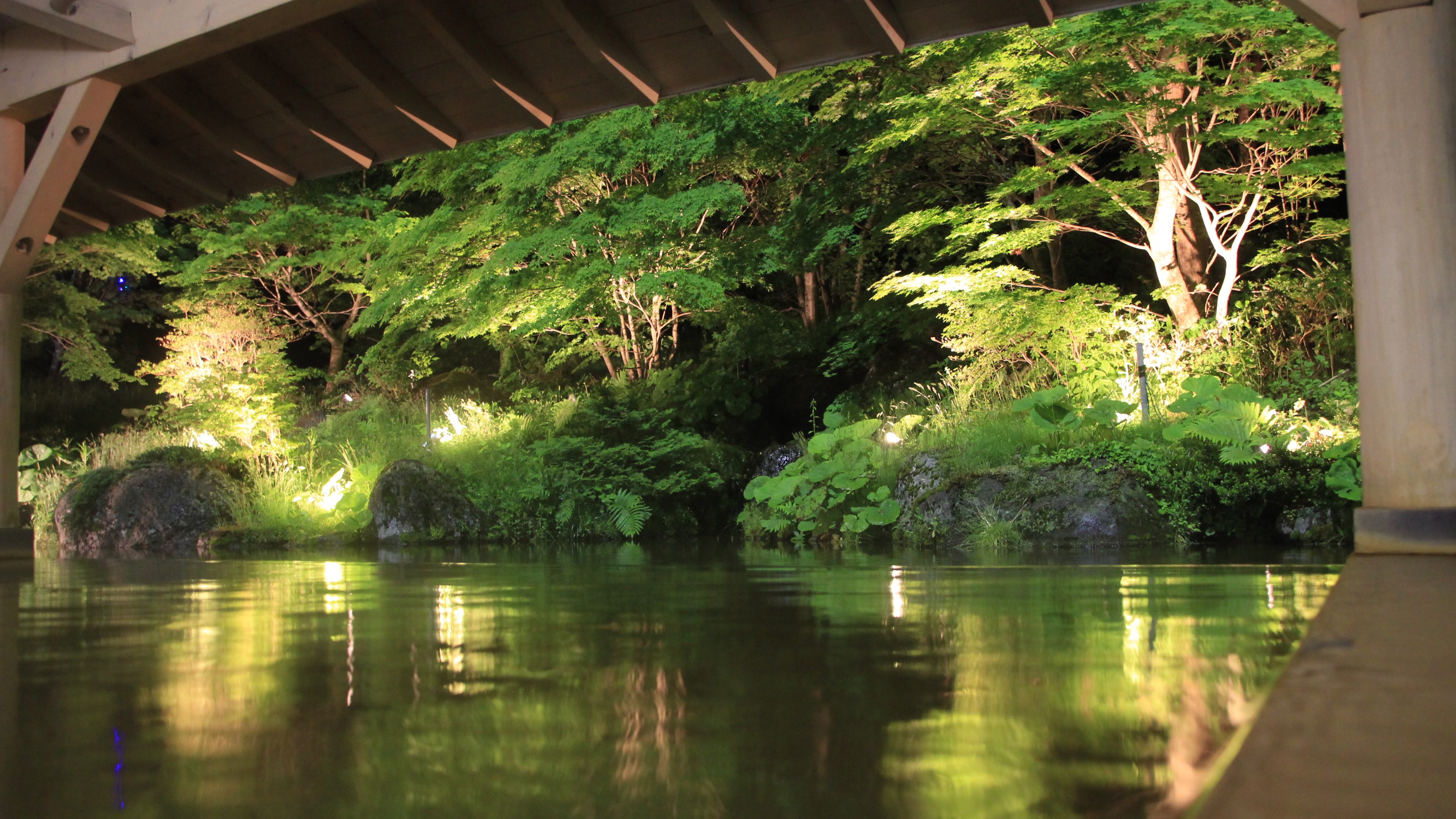 【雫石高倉温泉（夏）】　夜のライトアップ