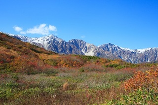 紅葉の白馬三山