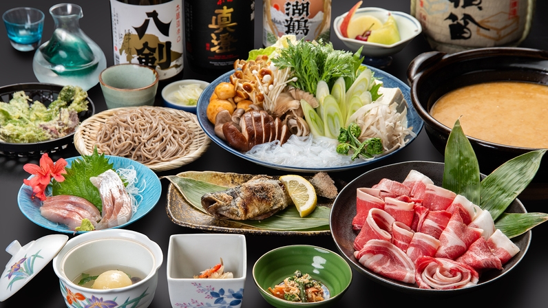 【リニューアルオープン記念】　牡丹鍋コース　貸切温泉無料　キャンセル料は前日12時まで無料