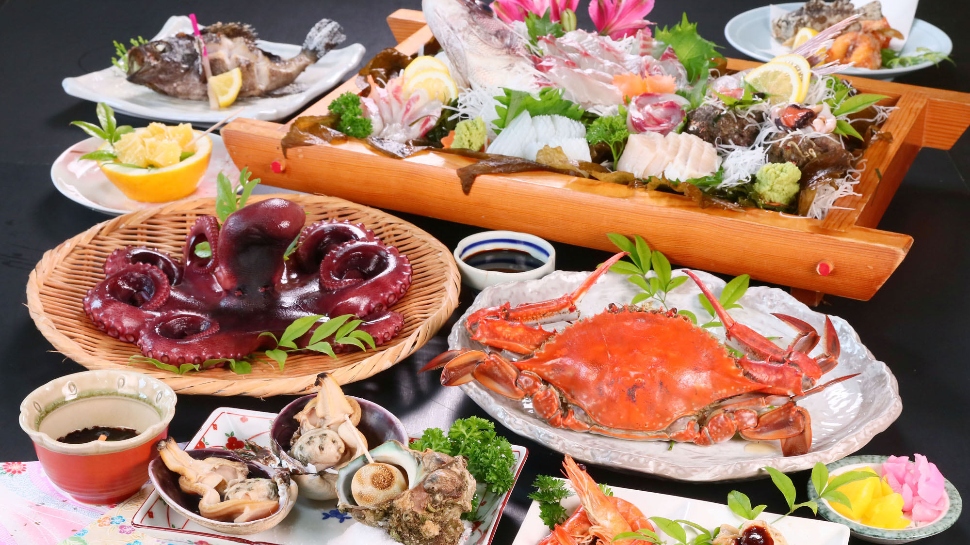 海幸◆スタンダードコース！名物食材を味わえる！舟盛りは４名様～