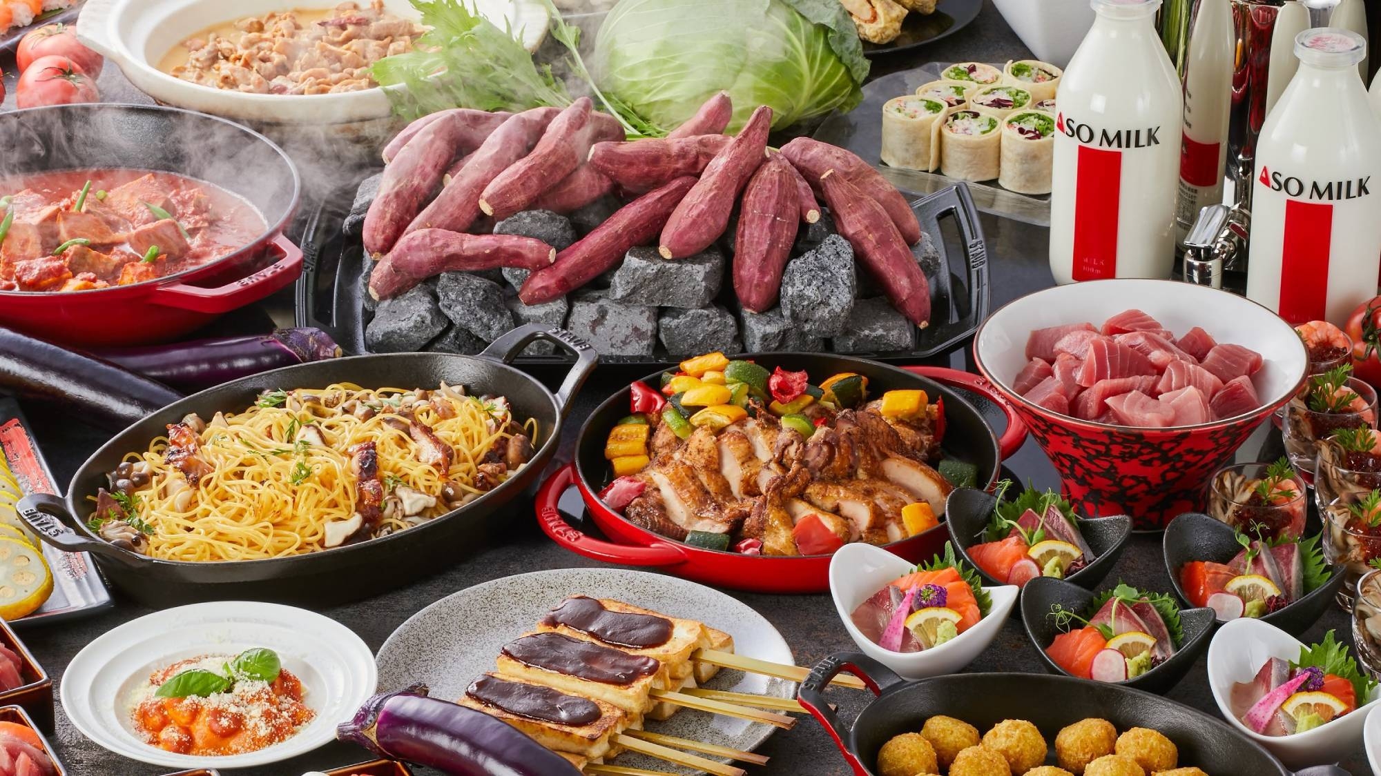 【かに食べ放題／ビュッフェ】阿蘇の味覚大集合！熊本の旬を堪能！ビュッフェプラン２食付き