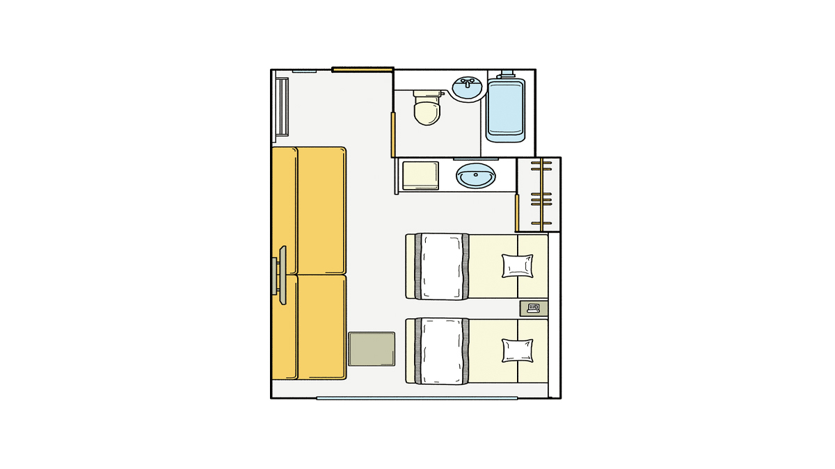 サウスウイングリニューアルツイン：部屋見取り図