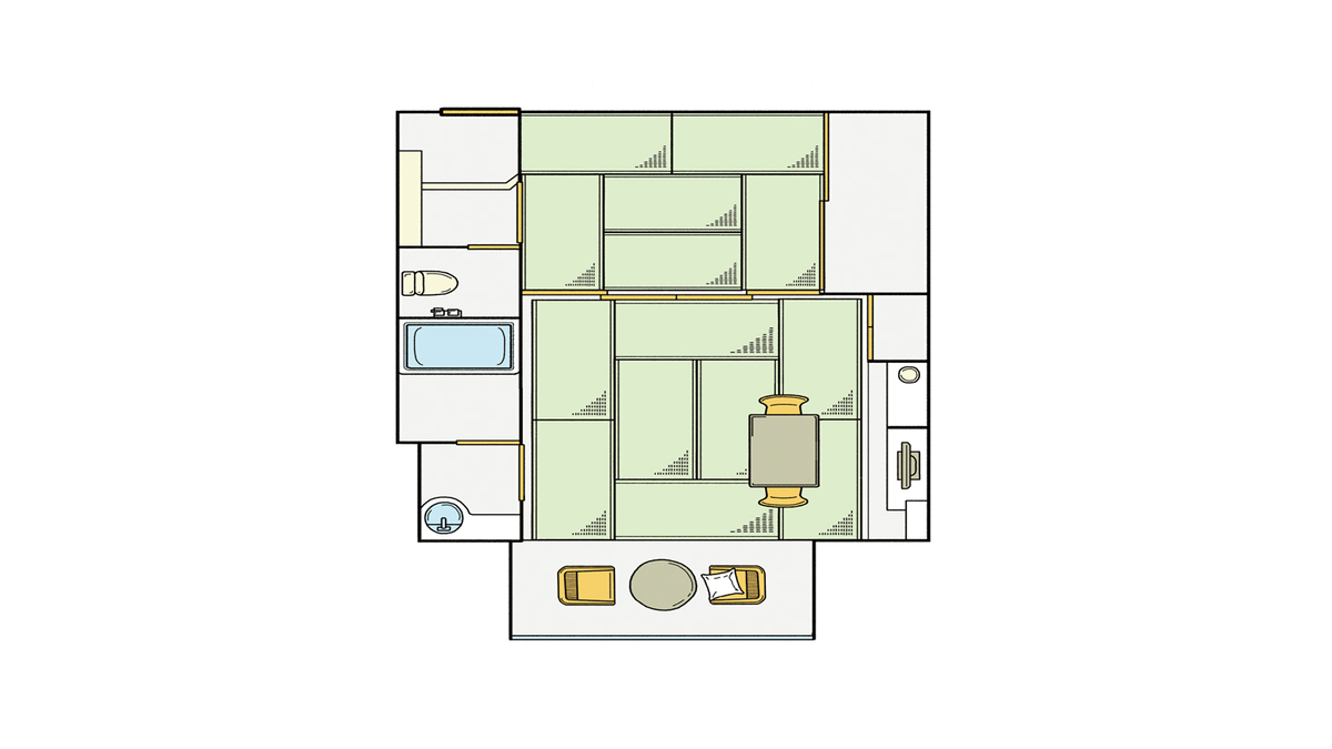 本館和室14畳：部屋見取り図