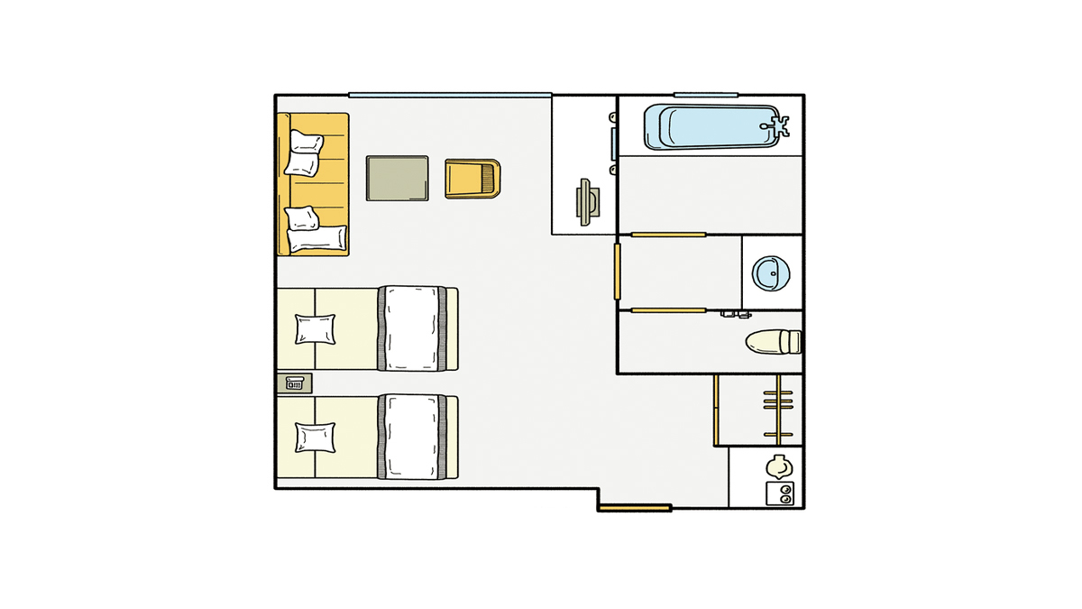 イーストウイングバリアフリー：部屋見取り図