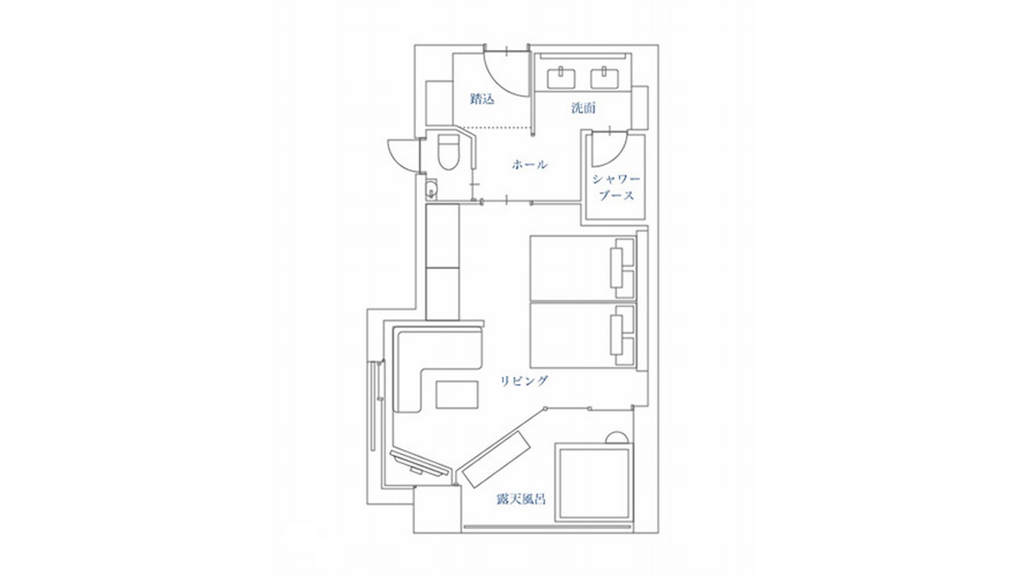 温泉掛流し露天風呂付コーナーツイン『凛』