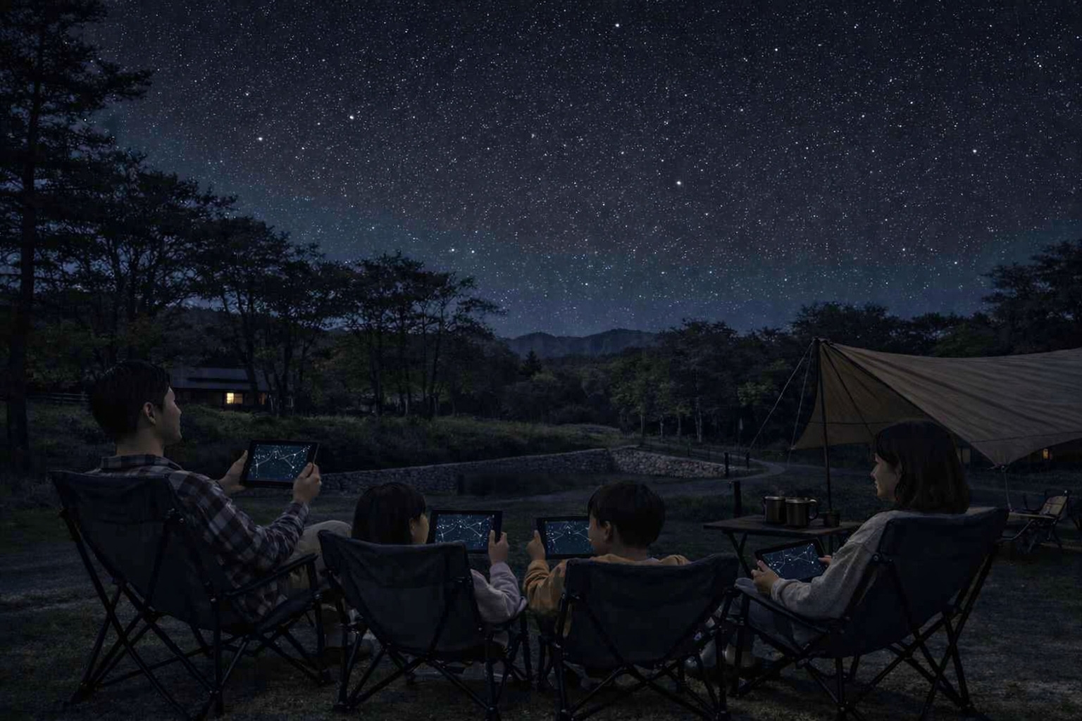 【春〜秋限定】タブレットで楽しむ星取県★星空観察プラン　BBQ＆焚火オプションあり