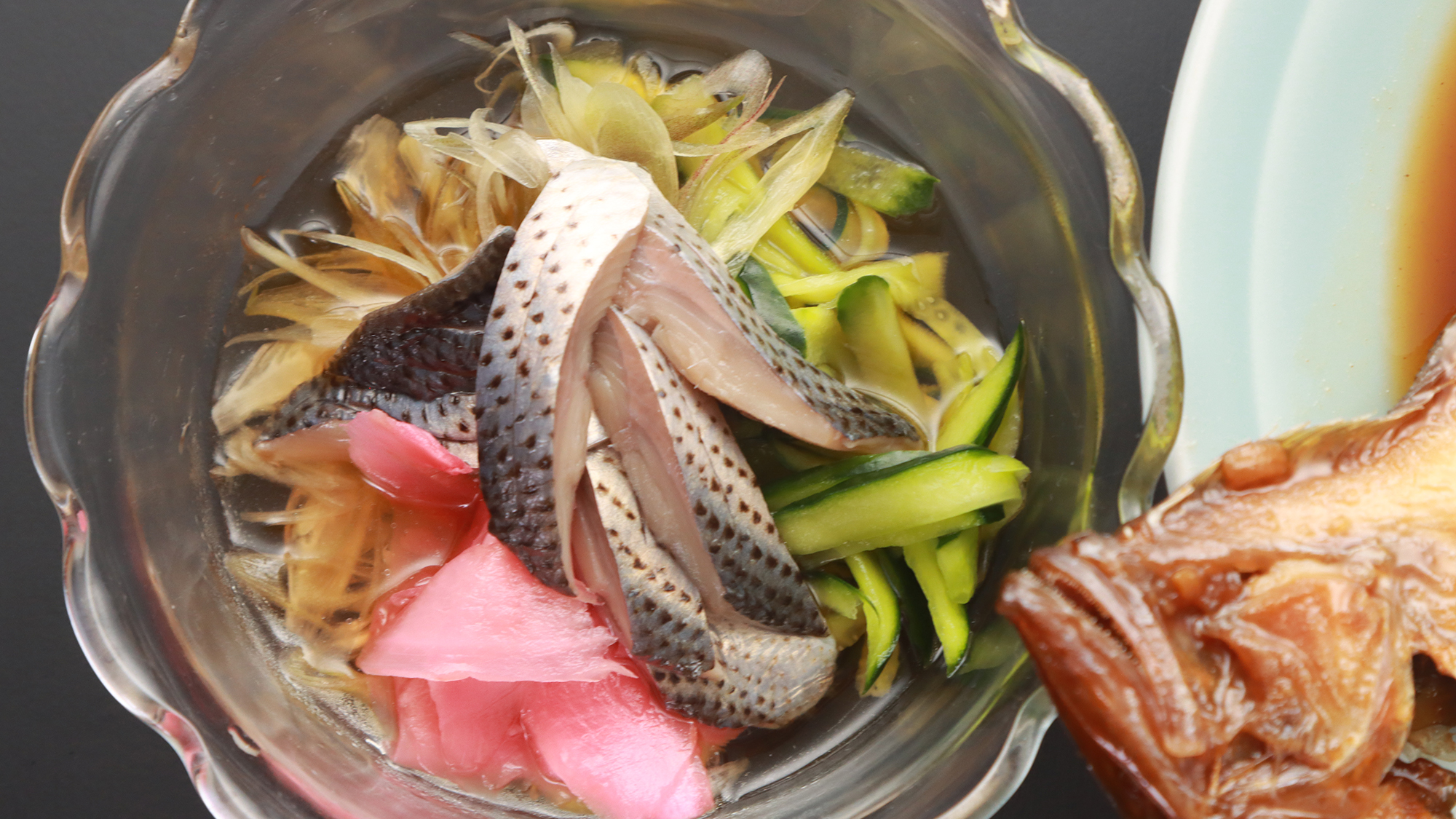 【お料理】 スタンダード　夕食  胡瓜とみょうがとコノシロの酢の物