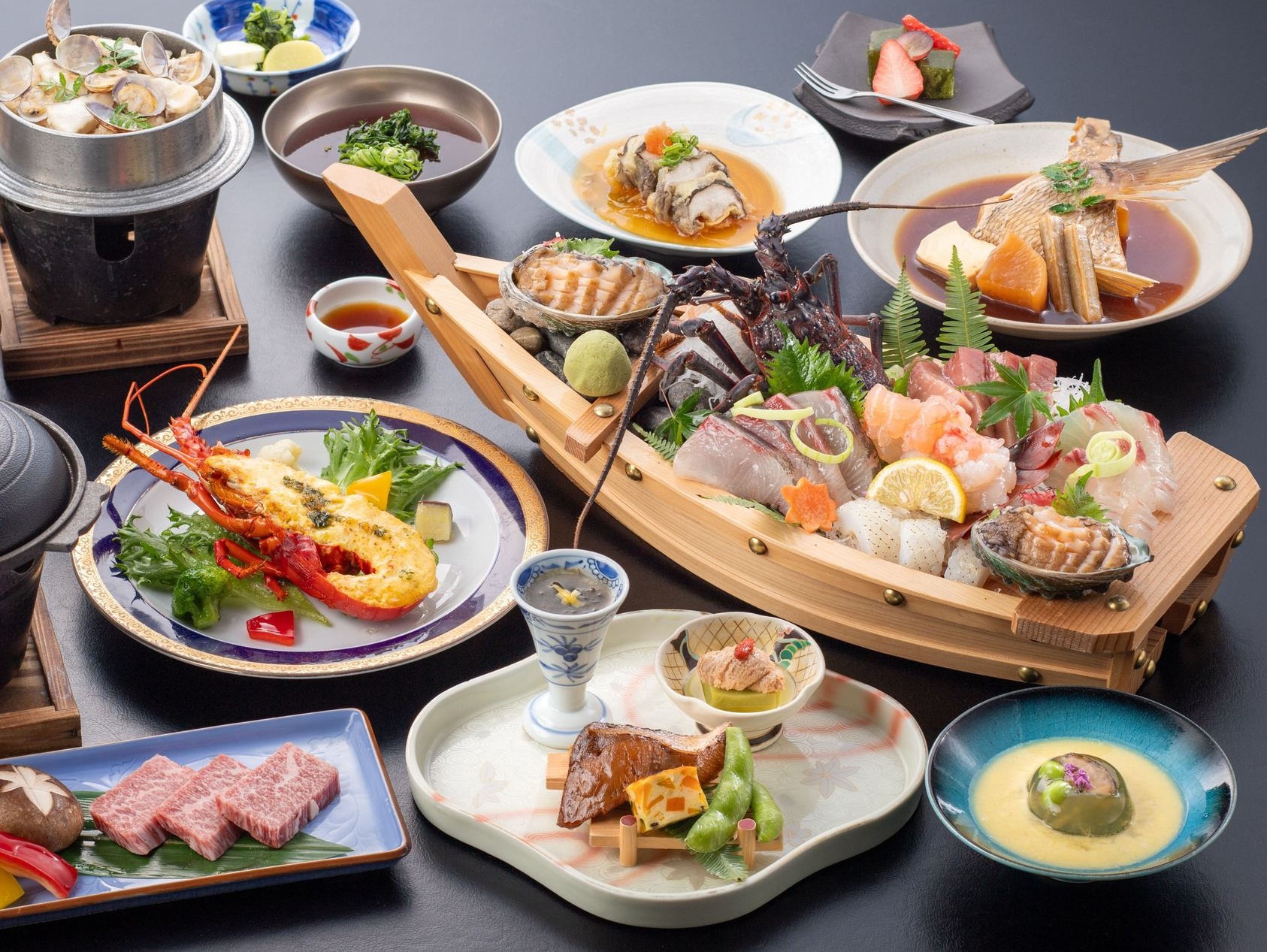 【楽天スーパーSALE】【特選会席】松坂牛・あわび・伊勢海老が愉しめる・潮の膳　三重の3大味覚を堪能