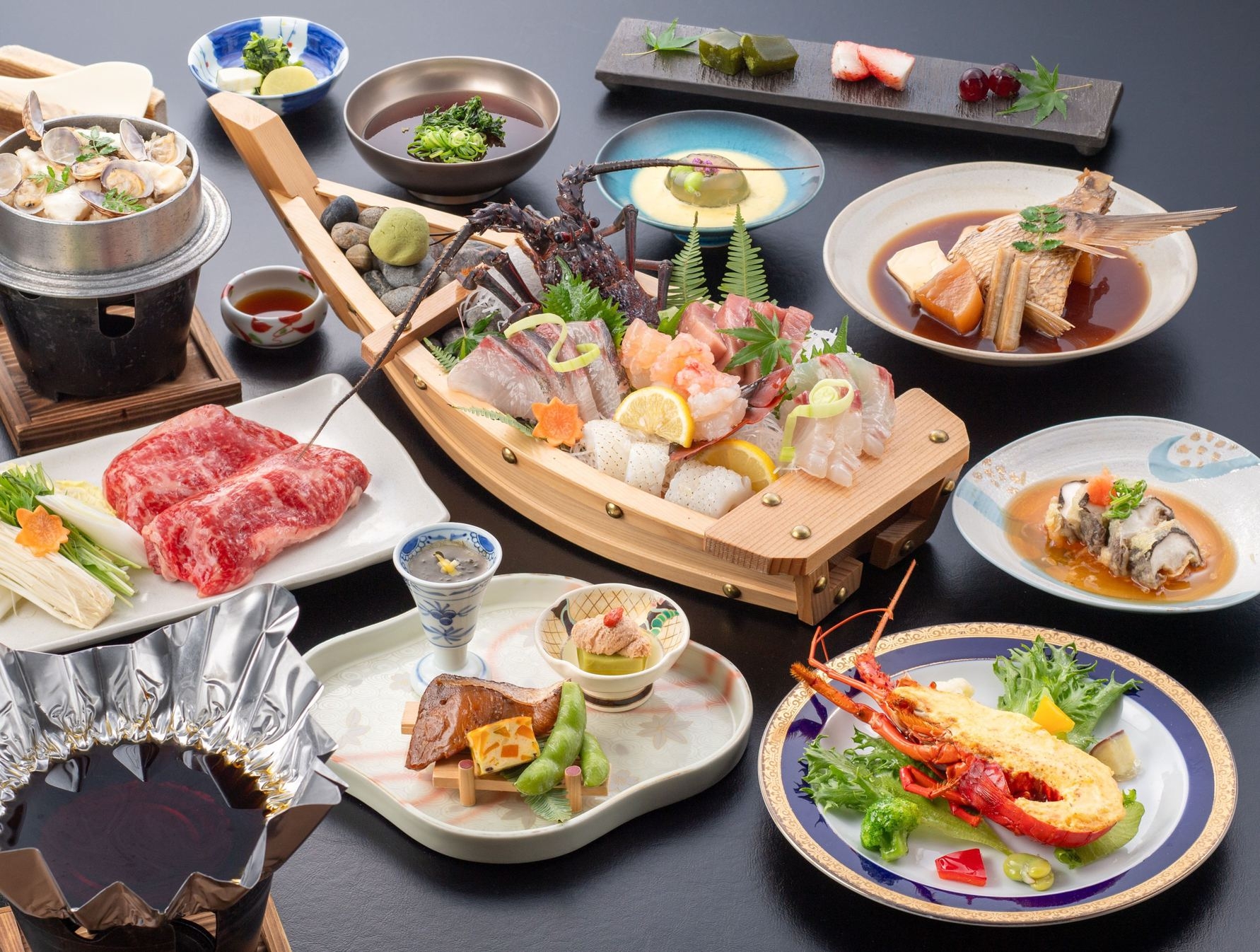 【楽天スーパーSALE】【当館人気】三重の食材を食べ尽くす・磯の膳　伊勢海老にとろける黒毛和牛付き