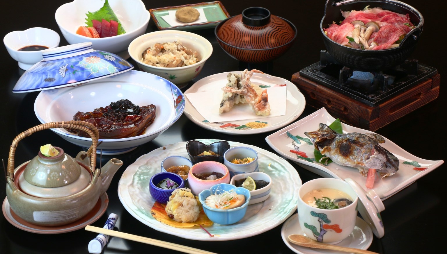 【歌舞伎メイク体験プラン】お食事はA5飛騨牛料理付会席料理を堪能♪