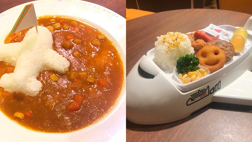 【併設レストラン：キッズメニュー】お子様連れも大満足！大人気のひこうきカレーやキッズプレート