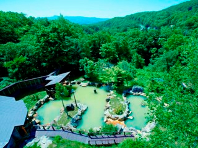自然に囲まれたニセコ昆布温泉「最大級の混浴大露天風呂」