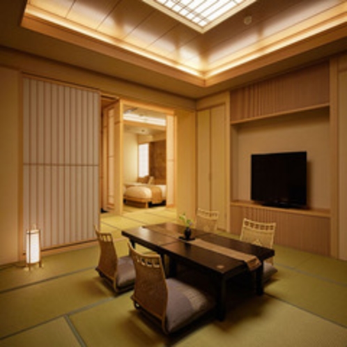 本間とﾍﾞｯﾄﾞﾙｰﾑ　【温泉◆露天風呂付客室】富士山を望む和洋室(80平米)